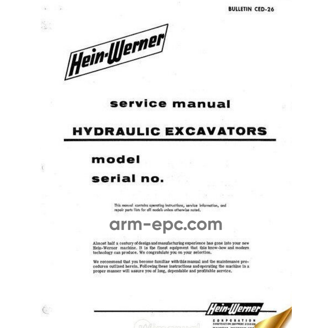 HEIN WARNER Excavator Manuals