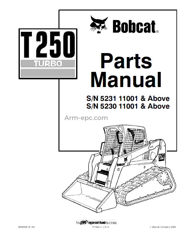 Bobcat T250 Turbo Parts Manual