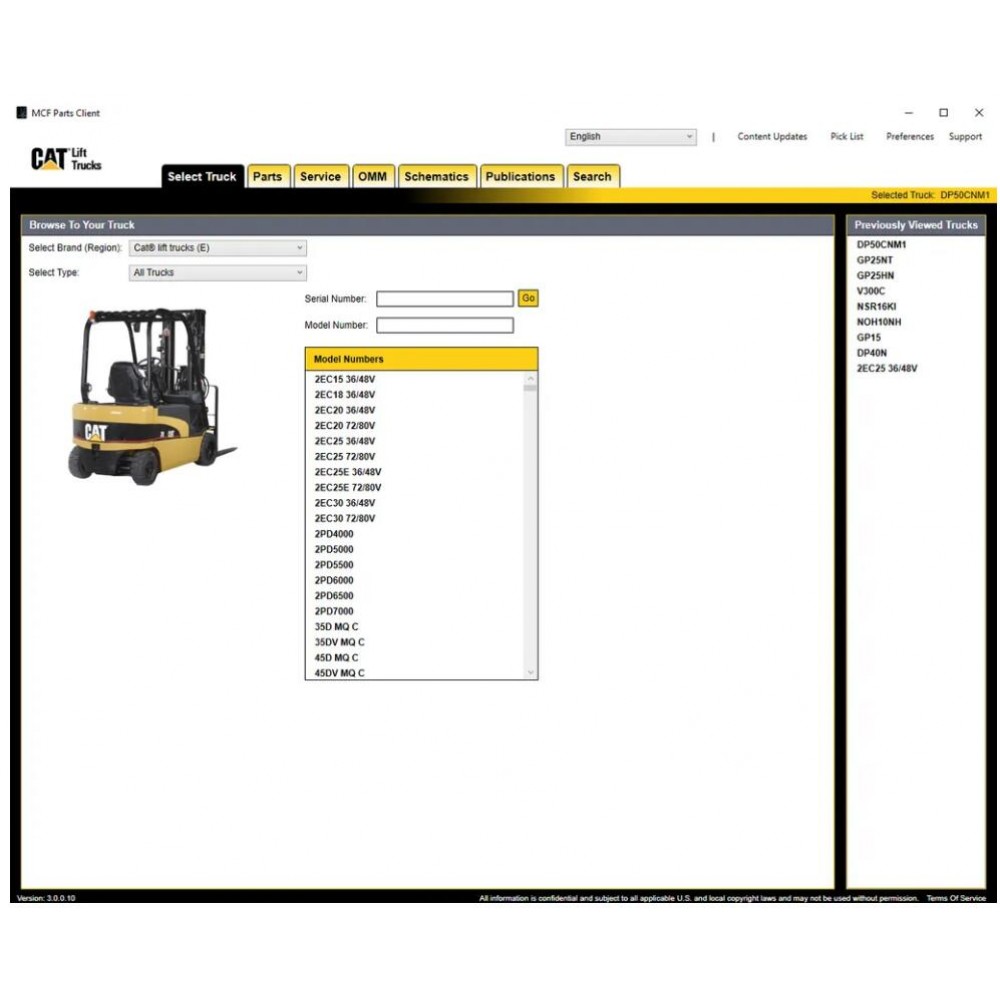 Caterpillar Lift Trucks MCFS Electronic Parts Catalog (EPC)