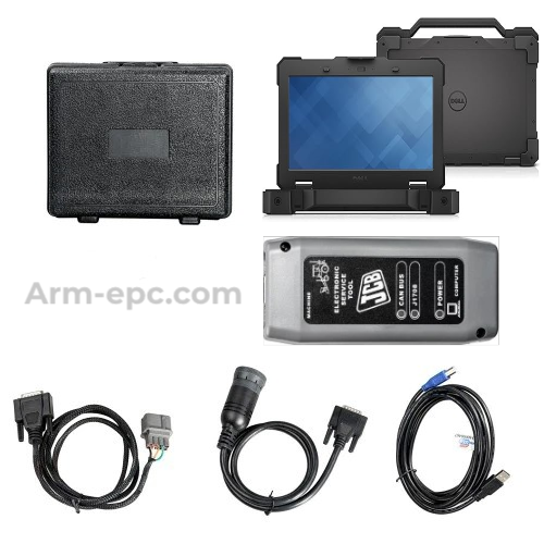 Laptop + JCB Electronic Service Tool with JCB Service Master 4 (v1.73.3) Heavy Duty Truck Diagnostic Scanner + JCB Parts Plus Electronic Parts Catalog (EPC)